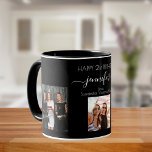 Mug Anniversaire personnalisé photo amis noir chic<br><div class="desc">Un cadeau d'amis pour le 21e anniversaire d'une femme, célébrant sa vie avec 3 de vos photos d'elle, de ses amis, de sa famille, de son intérêt ou des animaux de compagnie. Personnalisez et ajoutez son nom, 21 ans et vos noms.Lettres blanches. Un arrière - plan noir chic et classique....</div>