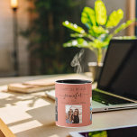 Mug Anniversaire photo meilleurs amis noms terre terre<br><div class="desc">Un cadeau d'amis pour le 21e anniversaire d'une femme, célébrant sa vie avec 3 de vos photos d'elle, de ses amis, de sa famille, de son intérêt ou des animaux de compagnie. Personnalisez et ajoutez son nom, son âge de 21 ans et vos noms. Arrière - plan en terre cuite,...</div>