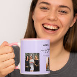 Mug Anniversaire photo meilleurs amis noms violet lava<br><div class="desc">Un cadeau d'amis pour le 21e anniversaire d'une femme, célébrant sa vie avec 3 de vos photos d'elle, de ses amis, de sa famille, de son intérêt ou des animaux de compagnie. Personnalisez et ajoutez son nom, son âge de 21 ans et vos noms. Un arrière - plan violet, couleur...</div>