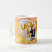 Mug Anniversaire Photo Orange Fruité Vert (Devant gauche)