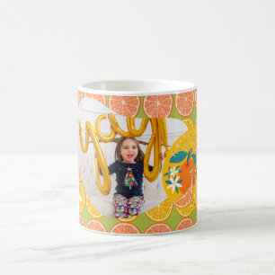 Mug Anniversaire Photo Orange Fruité Vert