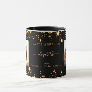 Mug Anniversaire photo personnalisée noir or meilleurs