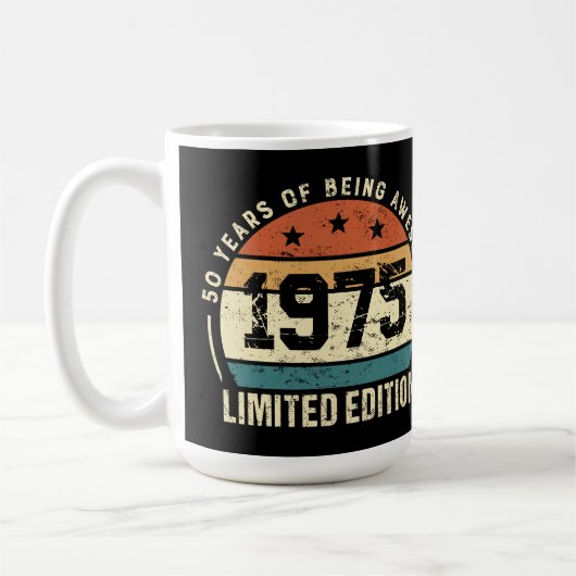 Mug Anniversaire Rétro 50 ans 1975 (Gauche)
