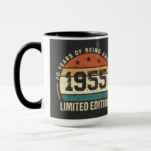 Mug Anniversaire Rétro 70 ans 1955 (Gauche)