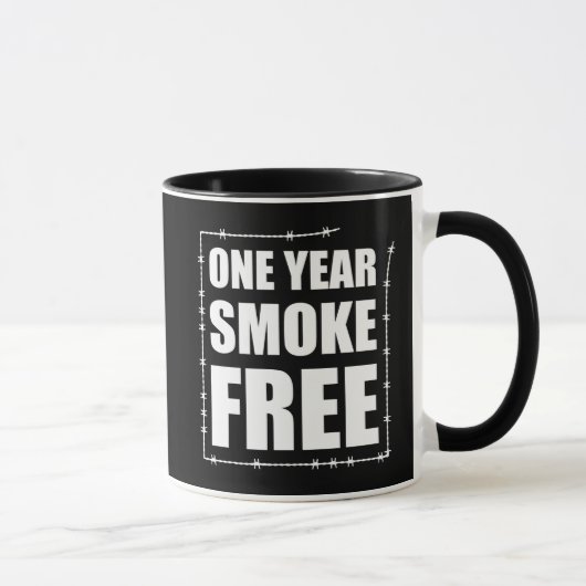 Mug Anniversaire sans fumée d'un an (Droite)