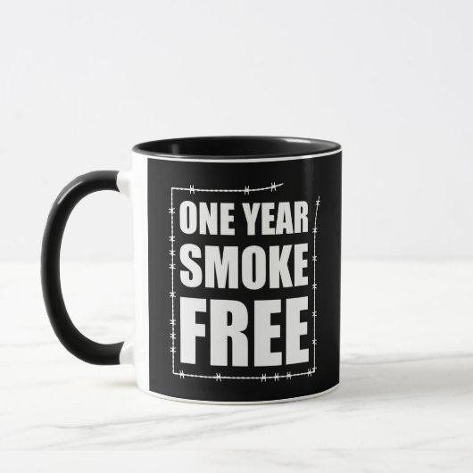 Mug Anniversaire sans fumée d'un an (Gauche)