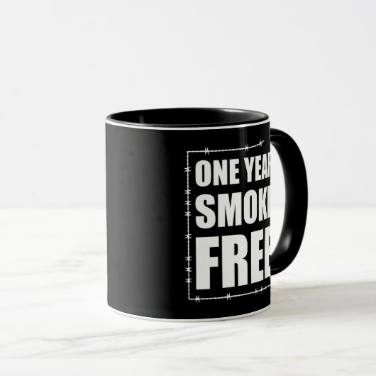 Mug Anniversaire sans fumée d'un an (Devant droit)