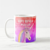 Mug Anniversaire Unicorn Rainbow Watercolor Personnali (Gauche)