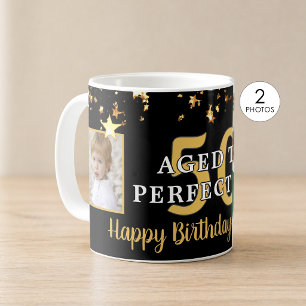 Mug Anniversaire VIEILLI À LA PERFECTION Étoiles Noir