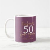 Mug Anniversaire violet et or simple élégant (Gauche)