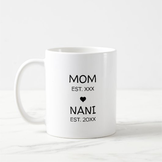 Mug Annonce de grossesse de Nani Première fois grand-m (Gauche)