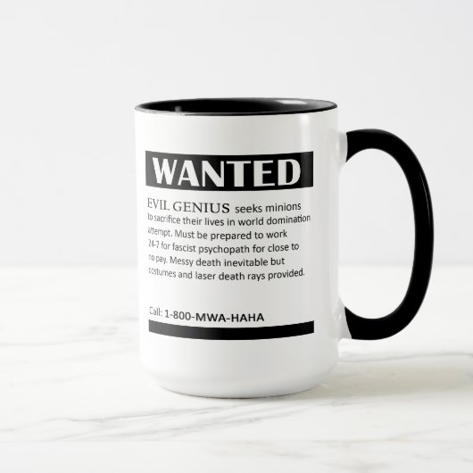 Mug Annonce Recherchée de génie mauvais (Droite)