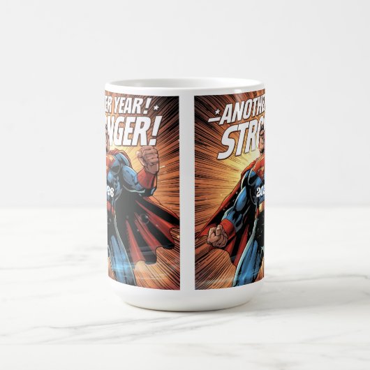 Mug Another Year Stronger! Superhero New Year Design w (Centre)