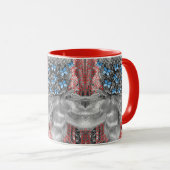 Mug Antes rouges ananas et papillons bleus Signature (Devant droit)