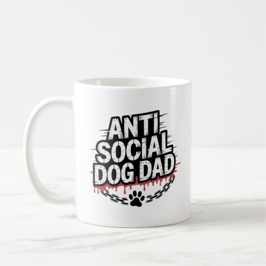 Mug Anti-Social Chien Papa - Drôle Chien Amoureux (Gauche)
