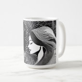 Mug Anticipation Noir & Blanc Silhouette Kiss (Devant droit)