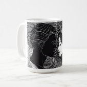 Mug Anticipation Noir & Blanc Silhouette Kiss (Devant gauche)