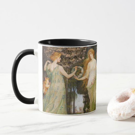 Mug Antique Art Nouveau Four Seasons by Walter Crane (Avec donut)