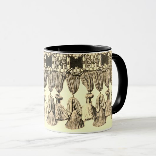 Mug Antique dentelle victorienne or noir (Devant droit)