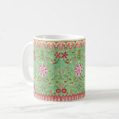 Mug Antique floral william morris vert rose or (Devant gauche)