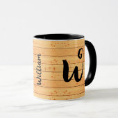 Mug Antique Nom de bois Monogramme, Café Vintage (Devant droit)