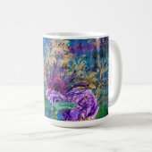 Mug Antique Peacock Illustré & Fleurs Grunge (Devant droit)