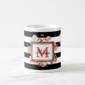 Mug Antique Vintage Floral & Stripes Monogramme (Centre)