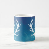 Mug Antlers de cerfs rustiques Monogramme Aquarelle Bl (Centre)