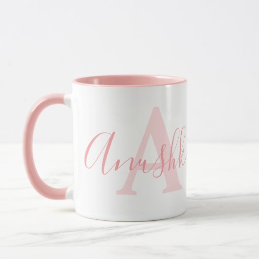 Mug Anushka nom signification et un monogramme rose do (Gauche)