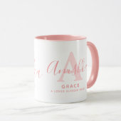 Mug Anushka nom signification et un monogramme rose do (Devant droit)