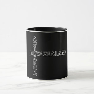 Mug Aotearoa Nouvelle-Zélande, noir et blanc Motif NZ