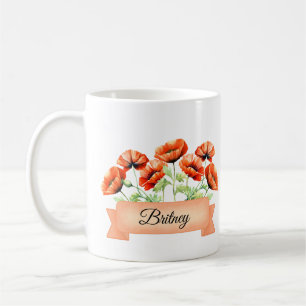 Mug Août Fleur Poppy Anniversaire