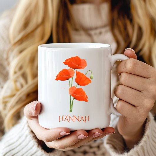 Mug Août Mois de la naissance Fleur Poppies rouges