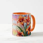 Mug Août Mois de naissance Fleur de Gladiolus. Gladiol (Devant droit)