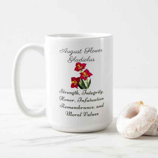 Mug Août Mois de naissance Fleur Gladiolus Cadeau de n (Avec donut)