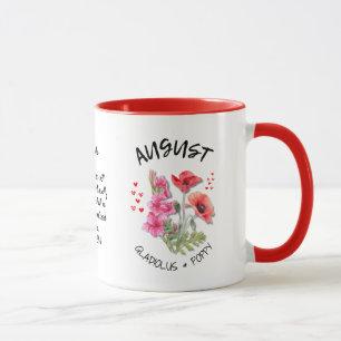 Mug AOÛT Mois de naissance Fleur Nom personnalisé Chri