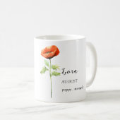 MUG AOÛT POPPY NAISSANCE FLEURS MOIS NOM CADEAU (Devant droit)