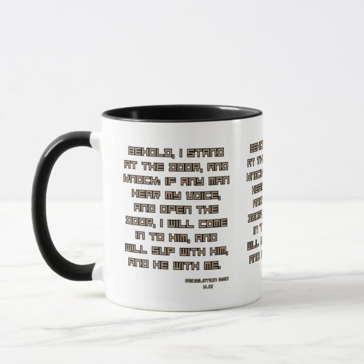 Mug Apocalypse 3:20 KJV Bible Écriture à deux tons (Gauche)