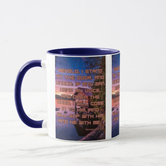 Mug Apocalypse 3:20 KJV Bible Écriture Pic Deux Tons (Gauche)