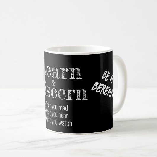 Mug Apologétique Bible Berean Verset Script Noir (Devant droit)