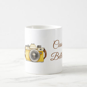 Mug Appareil photo jaune blanc Ciao Bella
