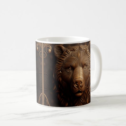 Mug Apparence en cuir 3D avec grizzli imprimé (Devant droit)
