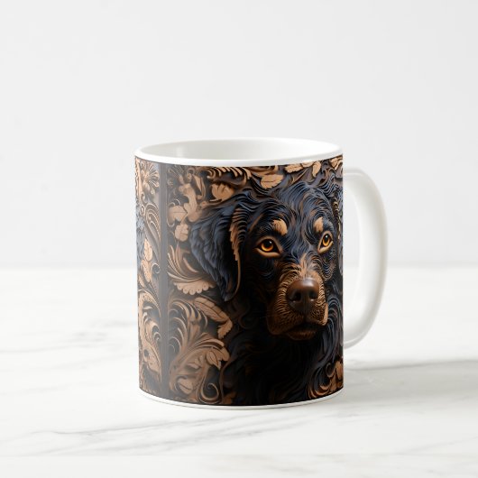 Mug Apparence en cuir 3D imprimé Black Lab Chien (Devant droit)