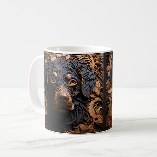 Mug Apparence en cuir 3D imprimé Black Lab Chien (Devant gauche)