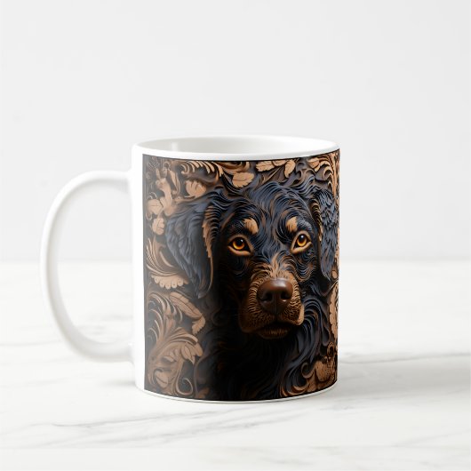 Mug Apparence en cuir 3D imprimé Black Lab Chien (Gauche)