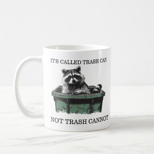 Mug Appelé Trash Can drôle Raccoon (Gauche)