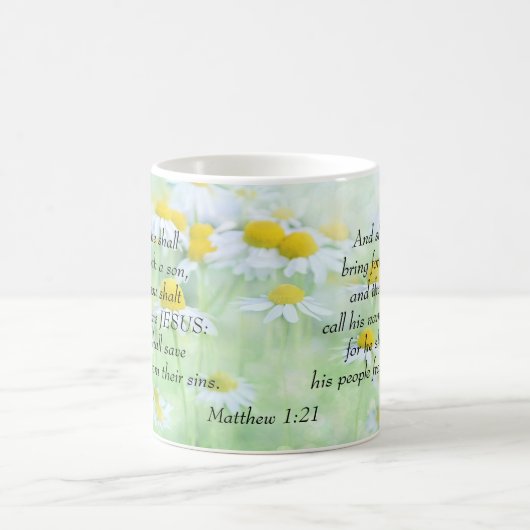 Mug Appelez Son Nom Jésus - Matthieu 1:21 (Centre)