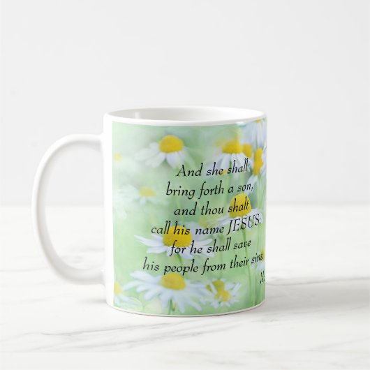 Mug Appelez Son Nom Jésus - Matthieu 1:21 (Gauche)