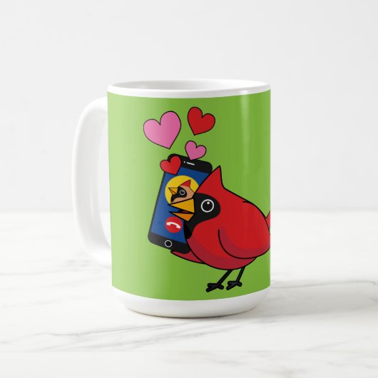 Mug Appels d'accouplement Cardinal Bird Love (Devant gauche)