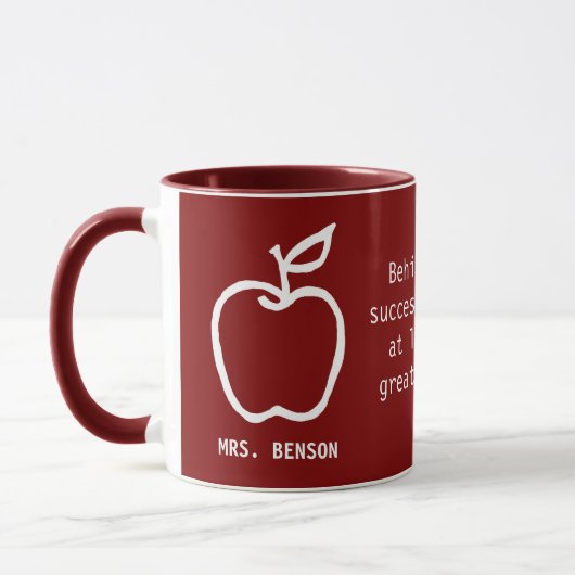 Mug Apple Teacher Appreciation Quote Burgundy (Gauche)